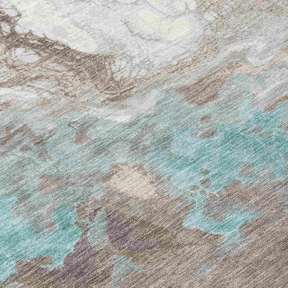 Saelira Teal Washable Indoor-Outdoor Rug