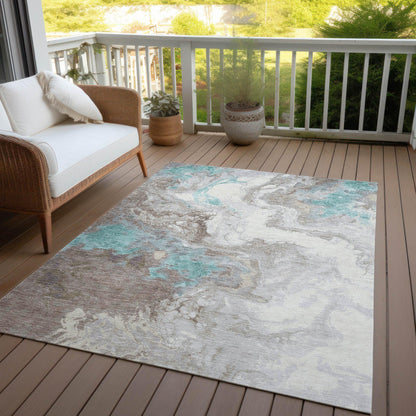 Saelira Teal Washable Indoor-Outdoor Rug