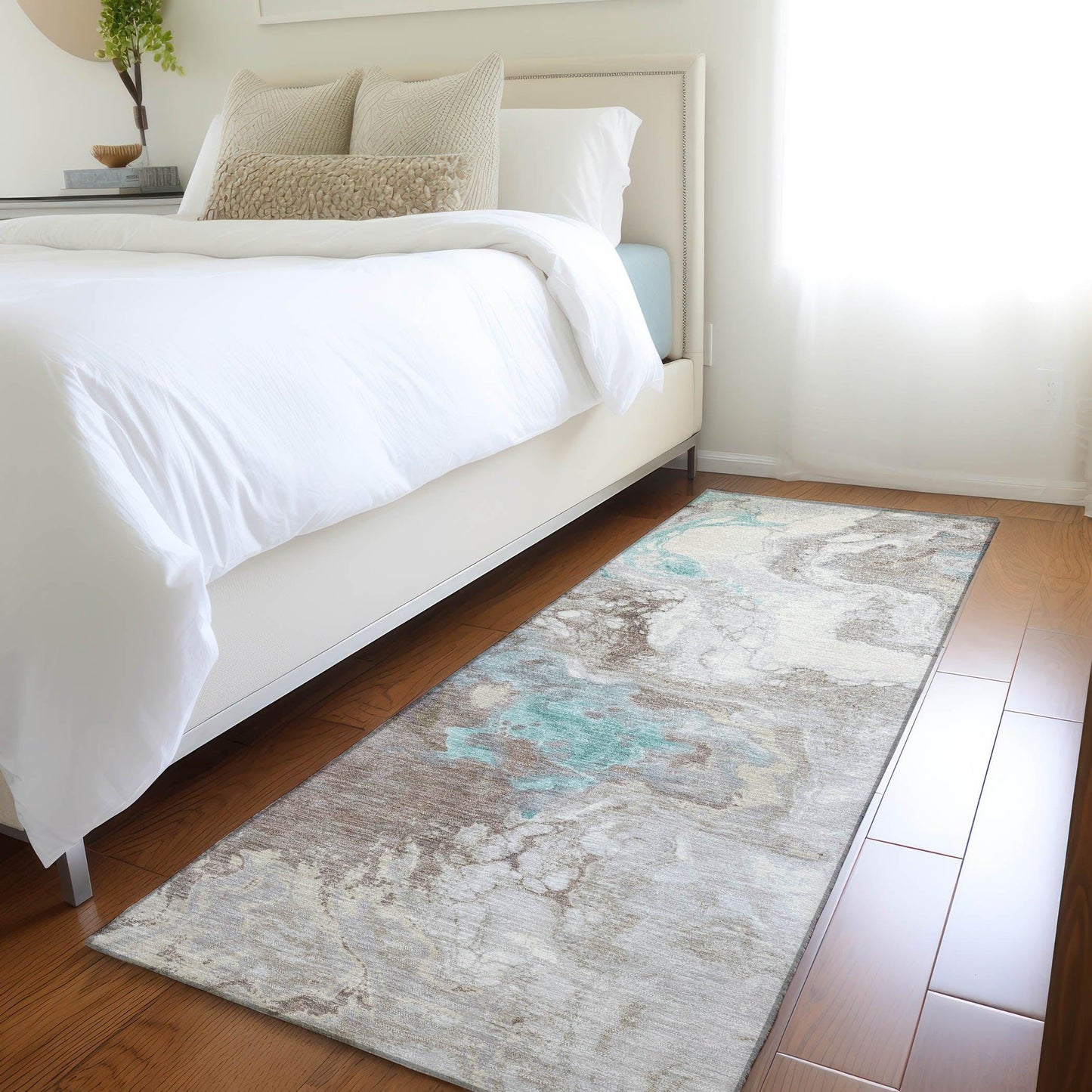 Saelira Teal Washable Indoor-Outdoor Rug