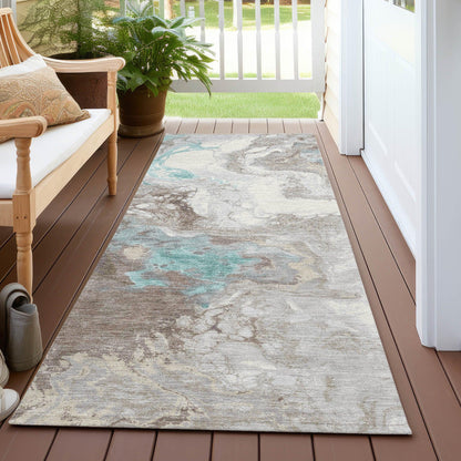 Saelira Teal Washable Indoor-Outdoor Rug