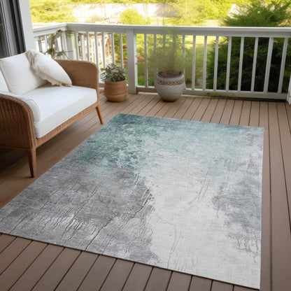 Saelius Blue Washable Indoor-Outdoor Rug