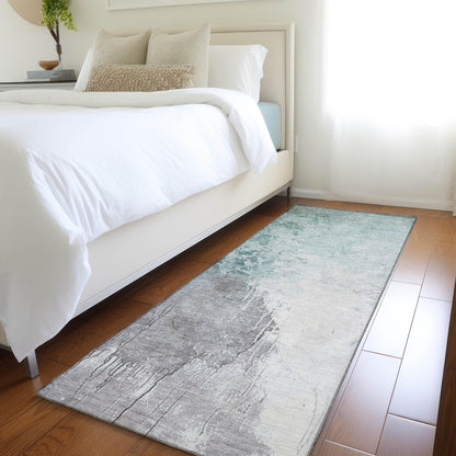 Saelius Blue Washable Indoor-Outdoor Rug