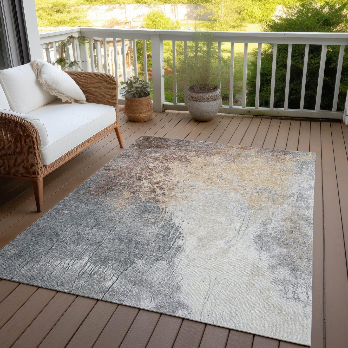 Saelius Coral Washable Indoor-Outdoor Rug