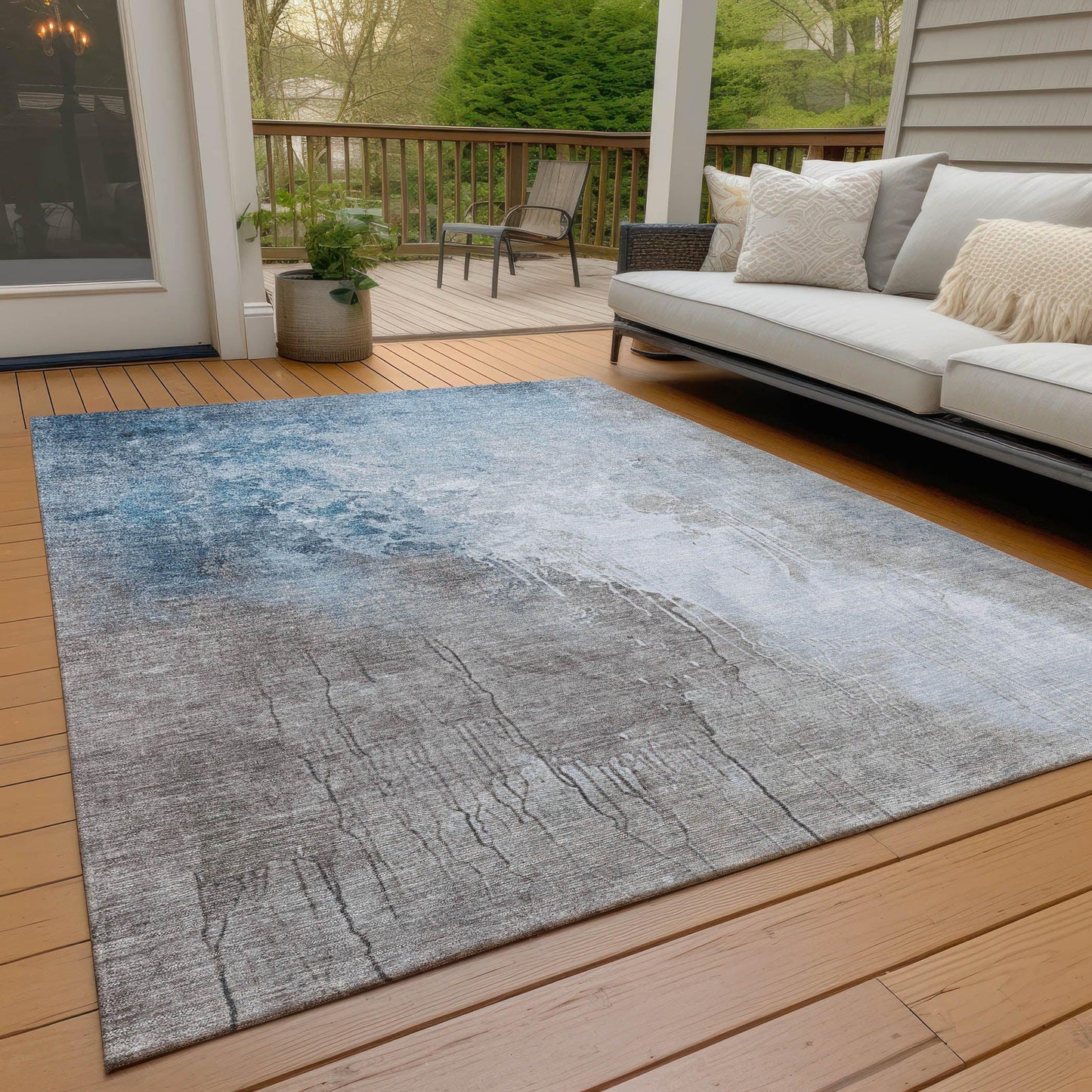 Saelius Denim Washable Indoor-Outdoor Rug