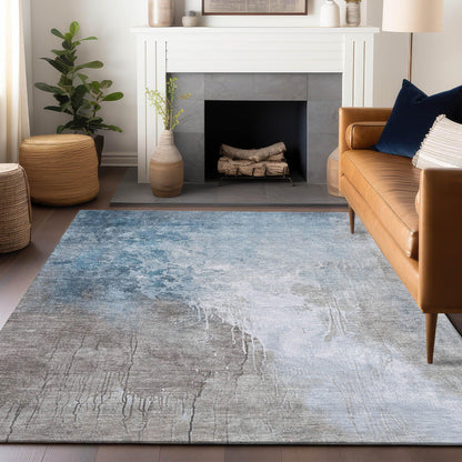Saelius Denim Washable Indoor-Outdoor Rug