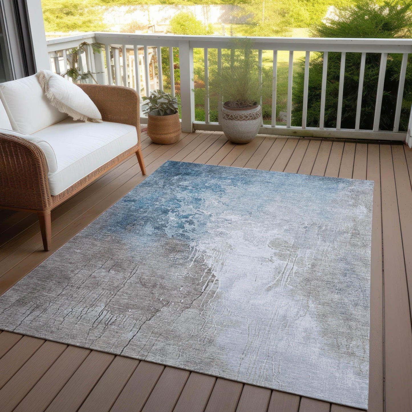Saelius Denim Washable Indoor-Outdoor Rug