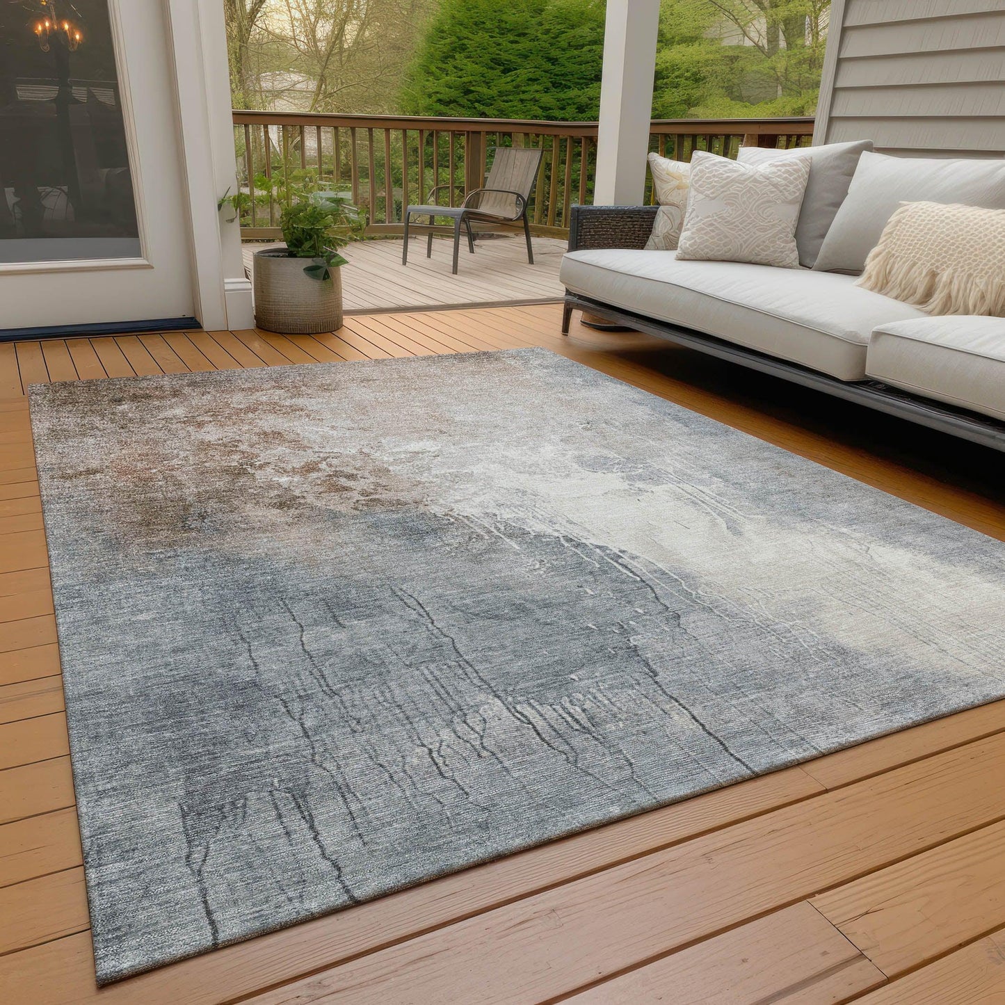 Saelius Orange Washable Indoor-Outdoor Rug