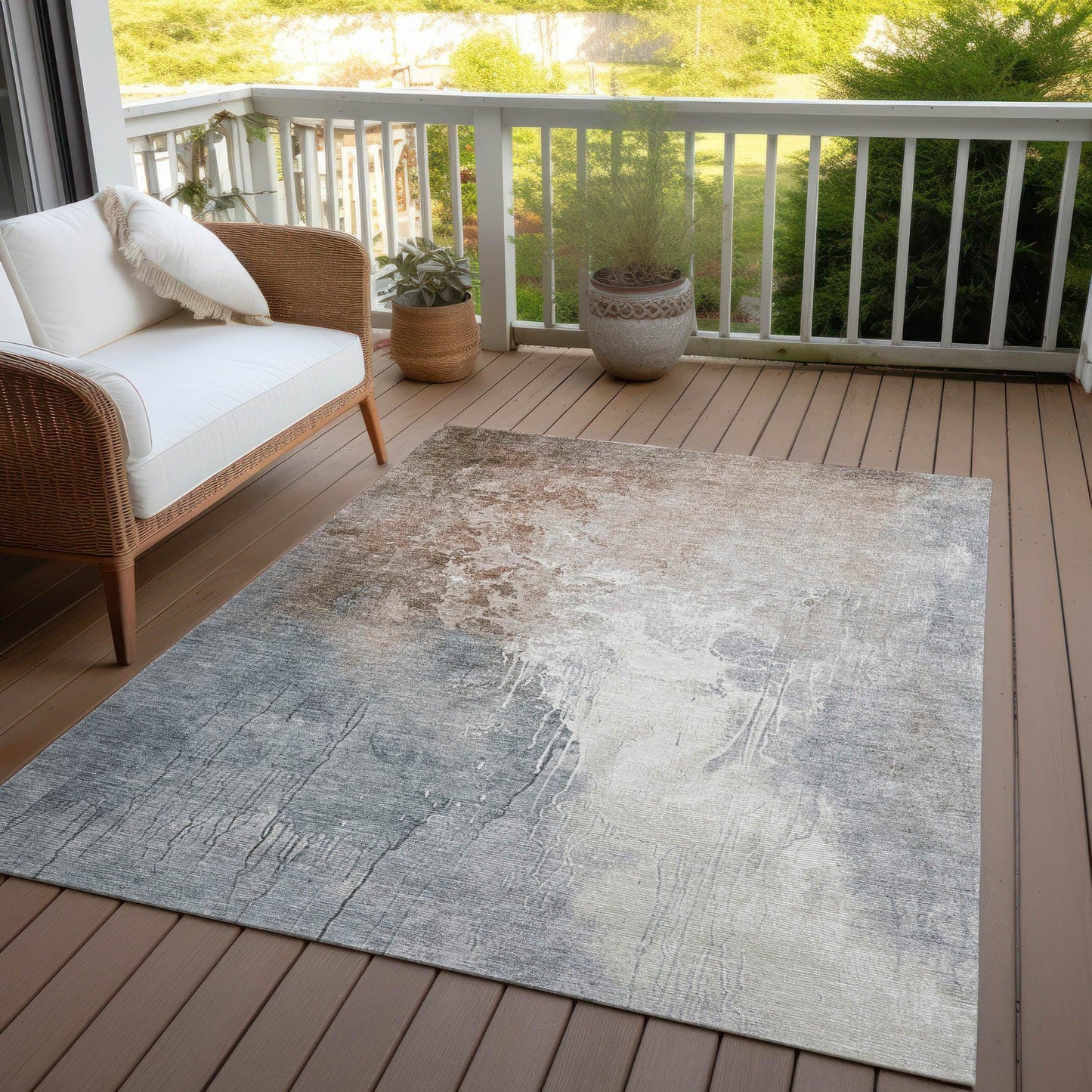 Saelius Orange Washable Indoor-Outdoor Rug