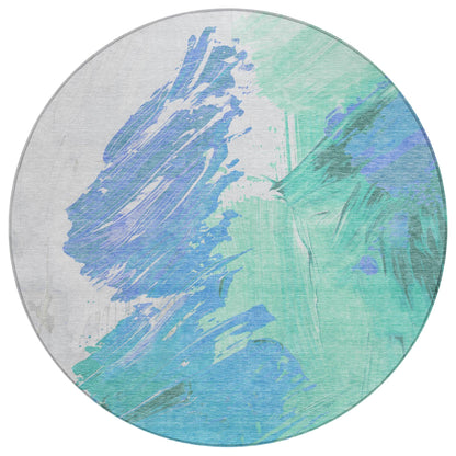 Saelon Blue Washable Indoor-Outdoor Rug