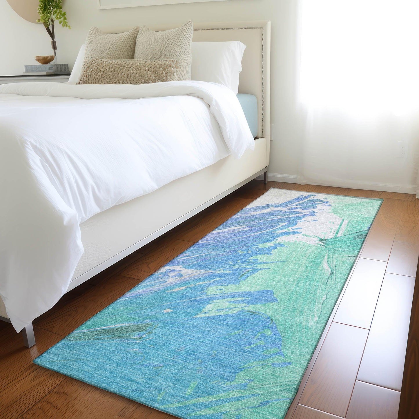 Saelon Blue Washable Indoor-Outdoor Rug