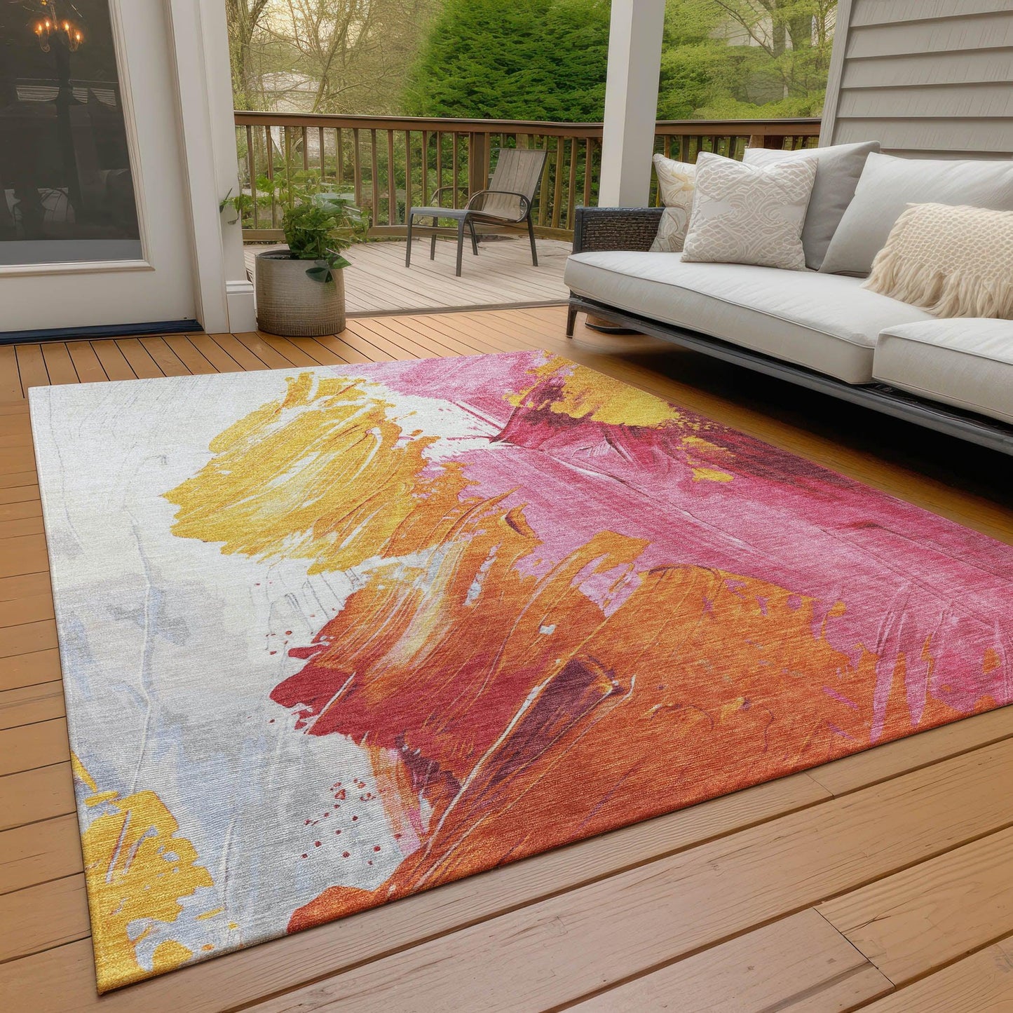 Saelon Blush Washable Indoor-Outdoor Rug