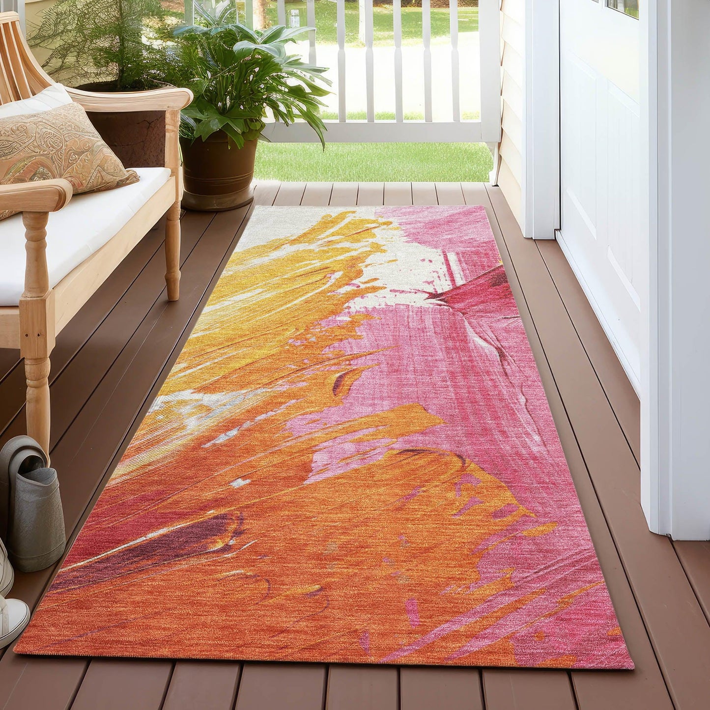 Saelon Blush Washable Indoor-Outdoor Rug