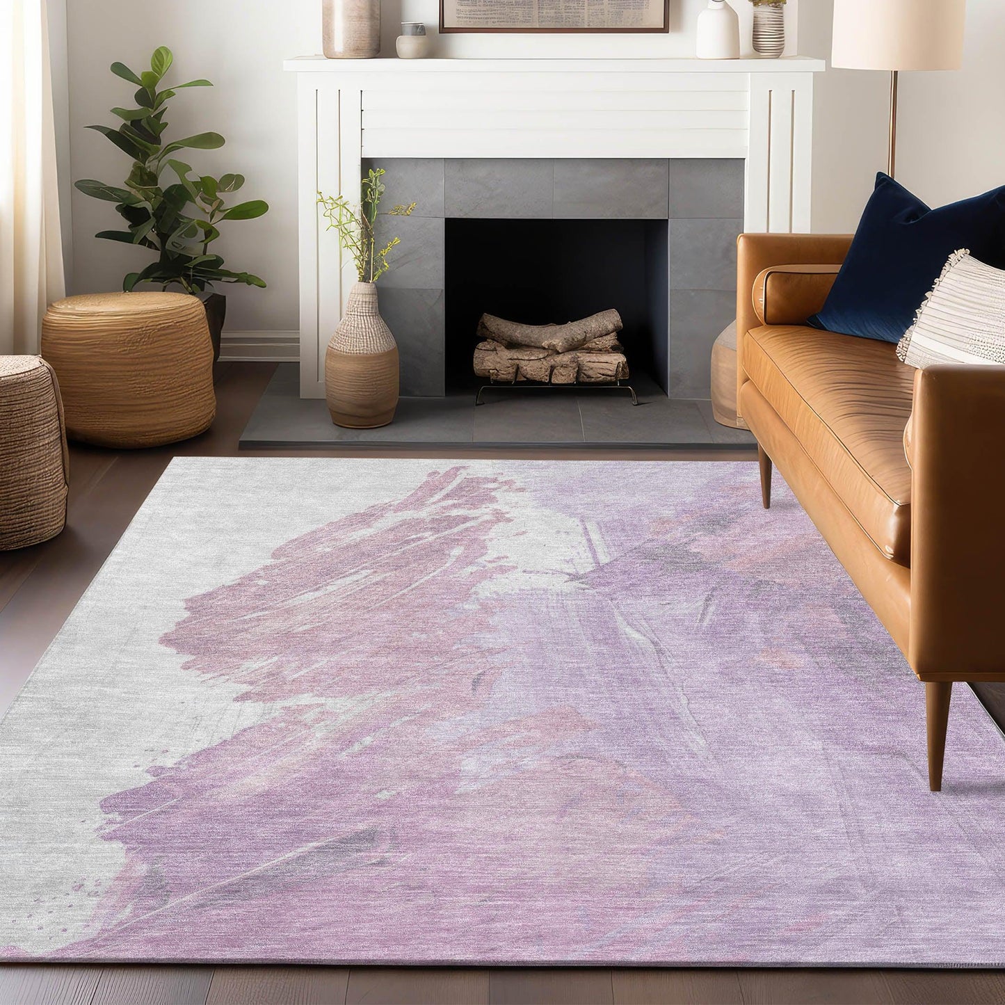 Saelon Purple Washable Indoor-Outdoor Rug
