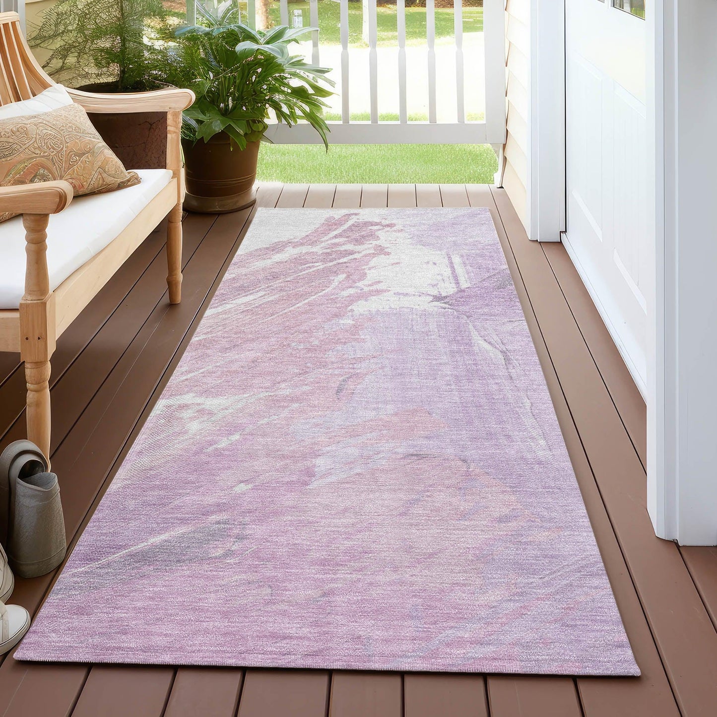 Saelon Purple Washable Indoor-Outdoor Rug