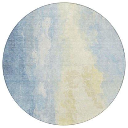 Saelor Blue Washable Indoor-Outdoor Rug