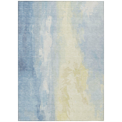 Saelor Blue Washable Indoor-Outdoor Rug