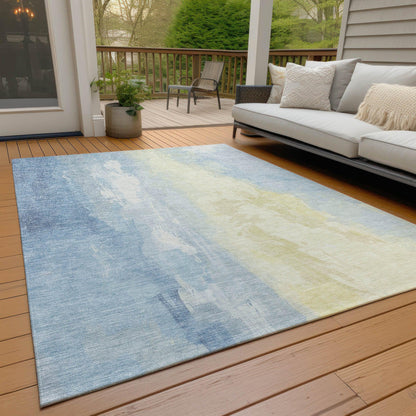 Saelor Blue Washable Indoor-Outdoor Rug