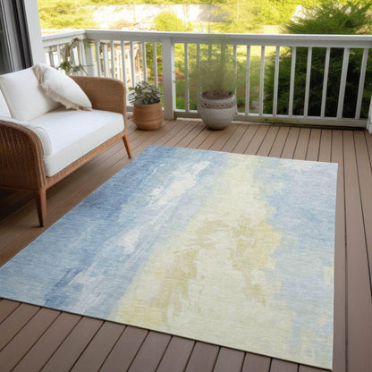 Saelor Blue Washable Indoor-Outdoor Rug