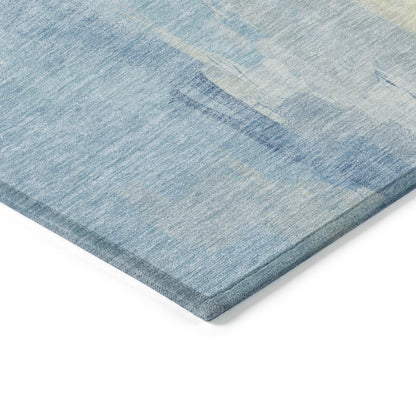 Saelor Blue Washable Indoor-Outdoor Rug