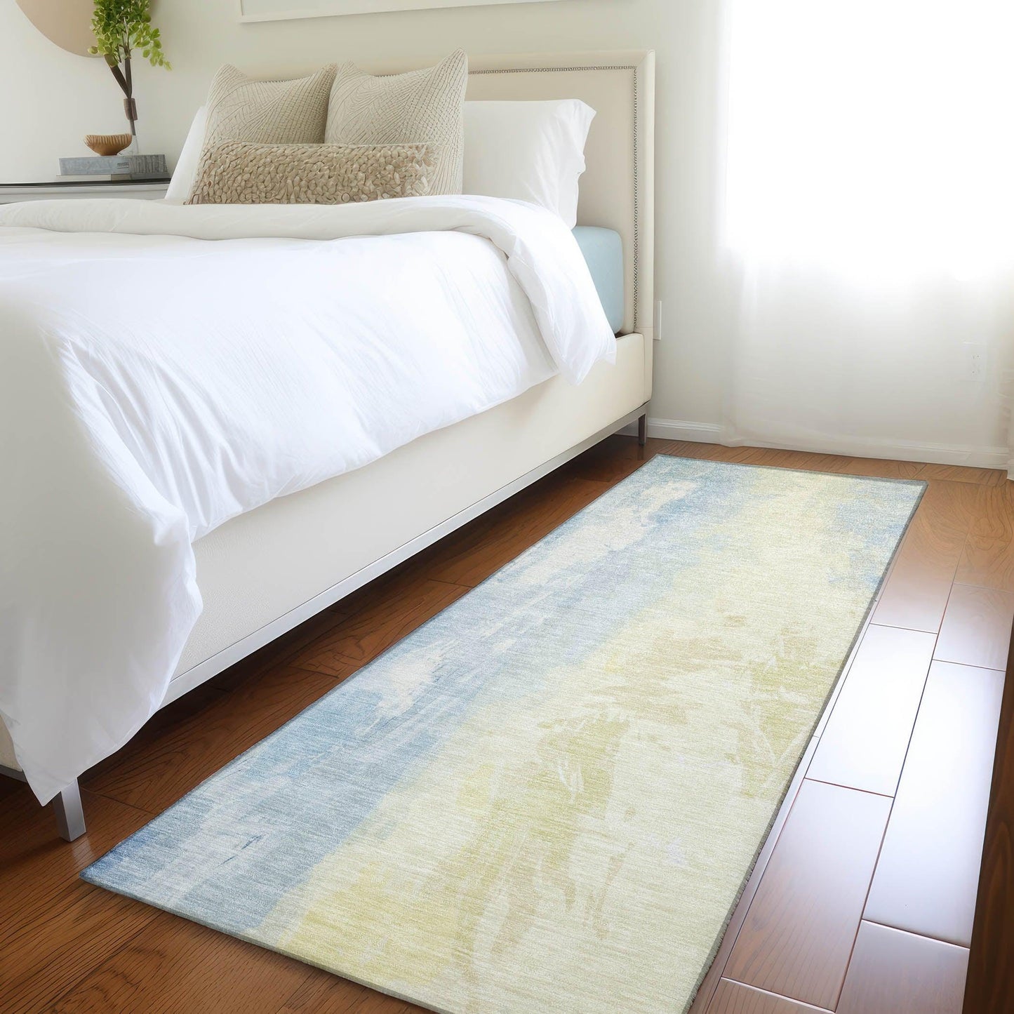 Saelor Blue Washable Indoor-Outdoor Rug