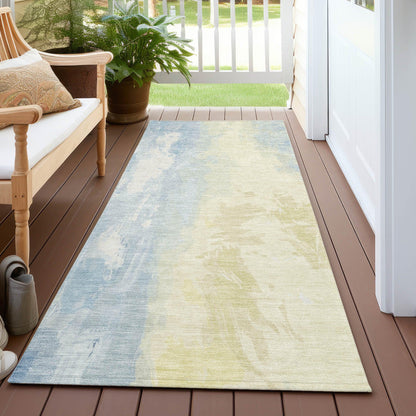 Saelor Blue Washable Indoor-Outdoor Rug