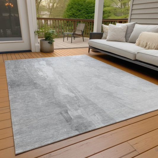 Saelor Gray Washable Indoor-Outdoor Rug