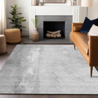 Saelor Gray Washable Indoor-Outdoor Rug