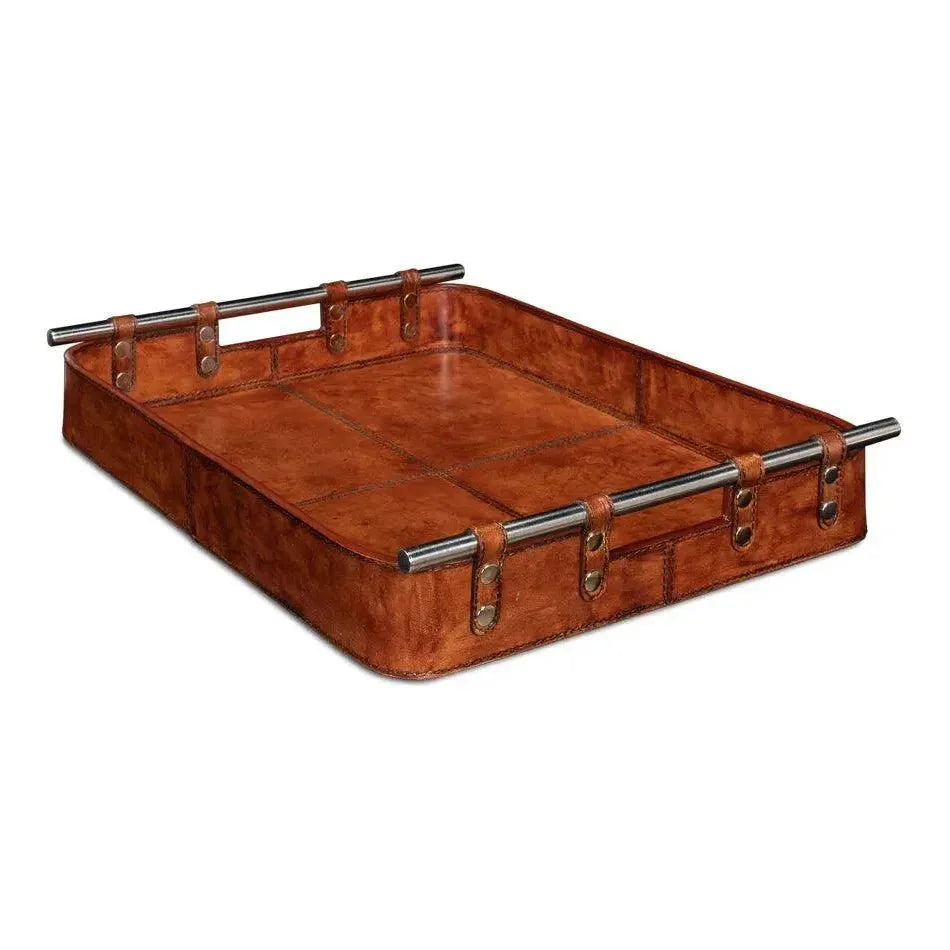 Safari Leather Tray Home Accessories - LOOMLAN - Sarreid - Trays