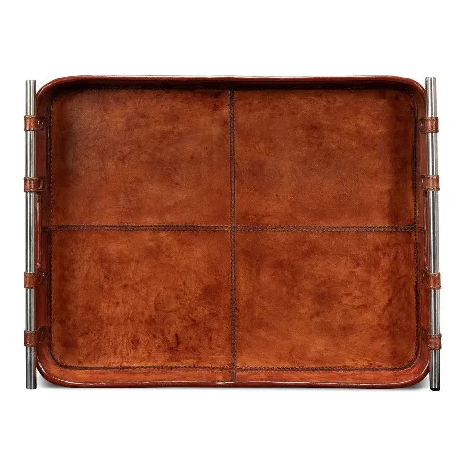 Safari Leather Tray Home Accessories - LOOMLAN - Sarreid - Trays