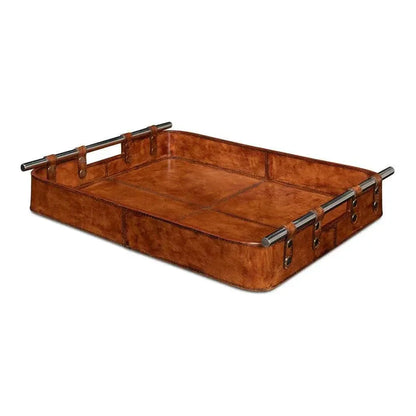 Safari Leather Tray Home Accessories - LOOMLAN - Sarreid - Trays