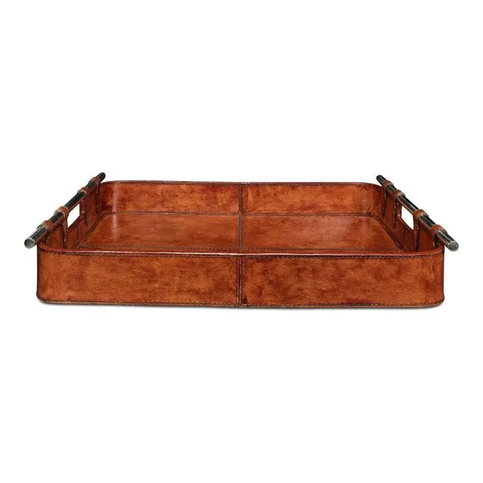 Safari Leather Tray Home Accessories - LOOMLAN - Sarreid - Trays