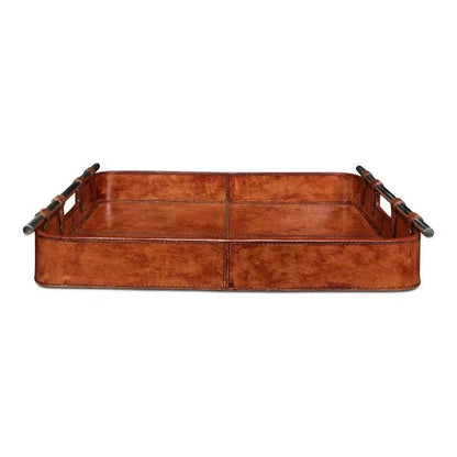 Safari Leather Tray Home Accessories - LOOMLAN - Sarreid - Trays