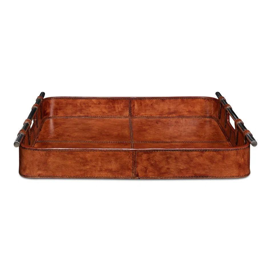 Safari Leather Tray Home Accessories - LOOMLAN - Sarreid - Trays