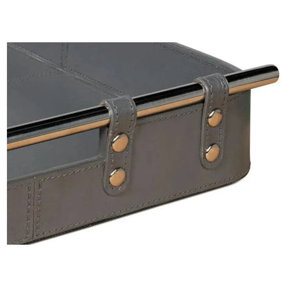 Safari Leather and Steel Grey Tray - LOOMLAN - Sarreid - Trays