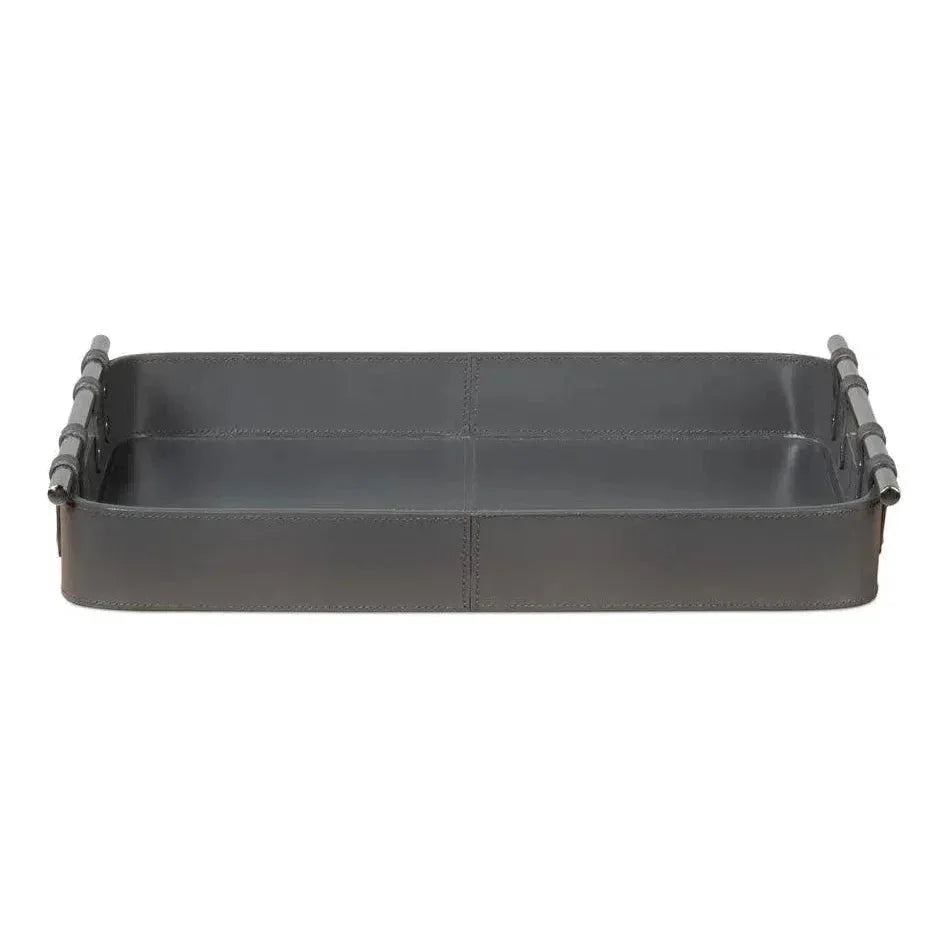 Safari Leather and Steel Grey Tray - LOOMLAN - Sarreid - Trays