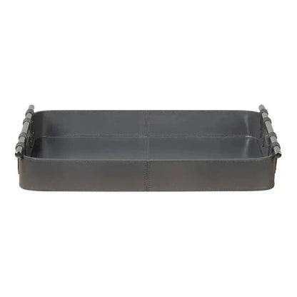 Safari Leather and Steel Grey Tray - LOOMLAN - Sarreid - Trays
