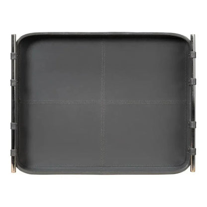 Safari Leather and Steel Grey Tray - LOOMLAN - Sarreid - Trays