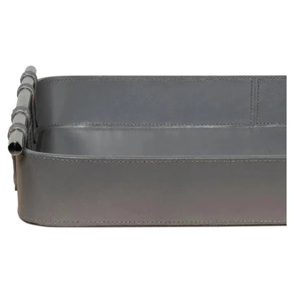 Safari Leather and Steel Grey Tray - LOOMLAN - Sarreid - Trays