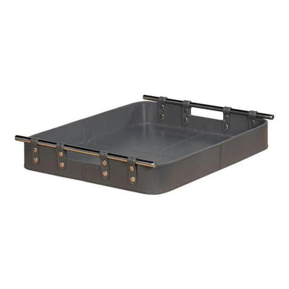 Safari Leather and Steel Grey Tray - LOOMLAN - Sarreid - Trays