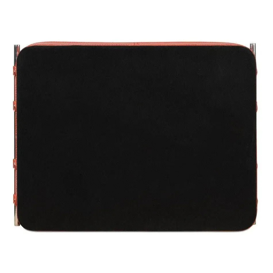 Safari Leather and Steel Orange Tray - LOOMLAN - Sarreid - Trays