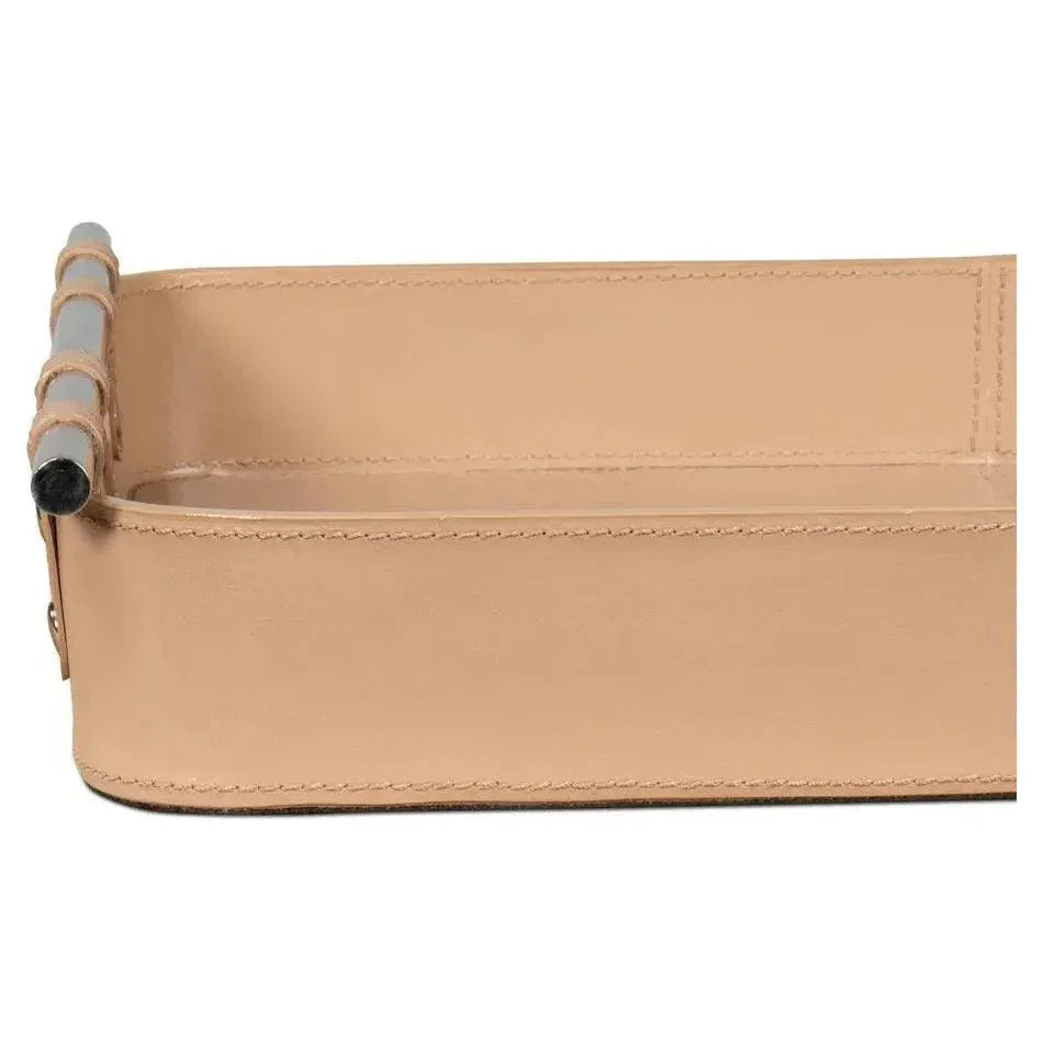 Safari Leather and Steel Tan Tray - LOOMLAN - Sarreid - Trays