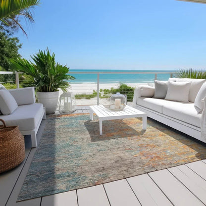 Safina Teal Washable Indoor - Outdoor Rug - LOOMLAN - LOOMLAN Rugs - Outdoor Rugs