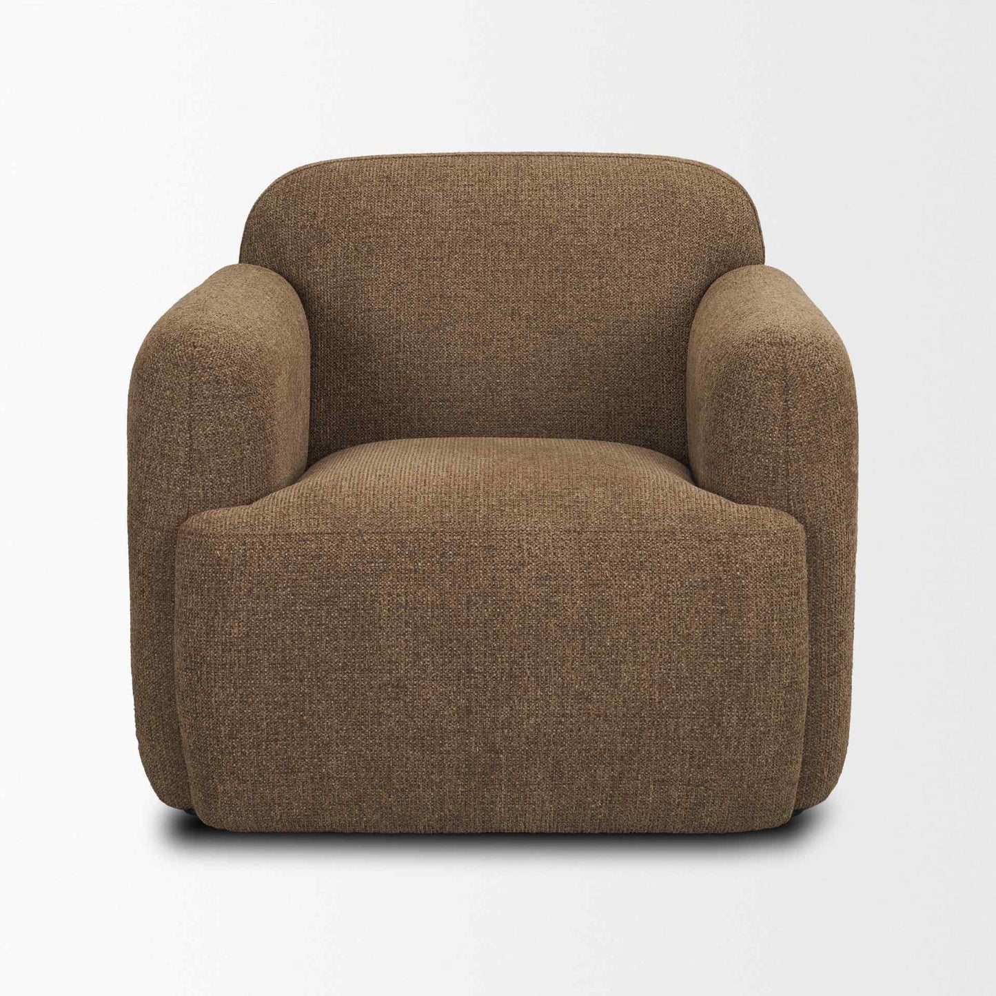 Saga Textured Brown Plush Fabric Club Chair
