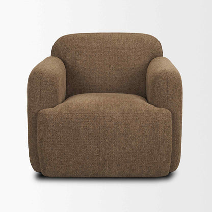 Saga Textured Brown Plush Fabric Club Chair
