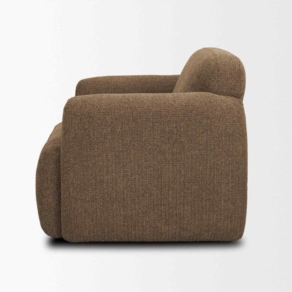 Saga Textured Brown Plush Fabric Club Chair
