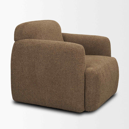 Saga Textured Brown Plush Fabric Club Chair
