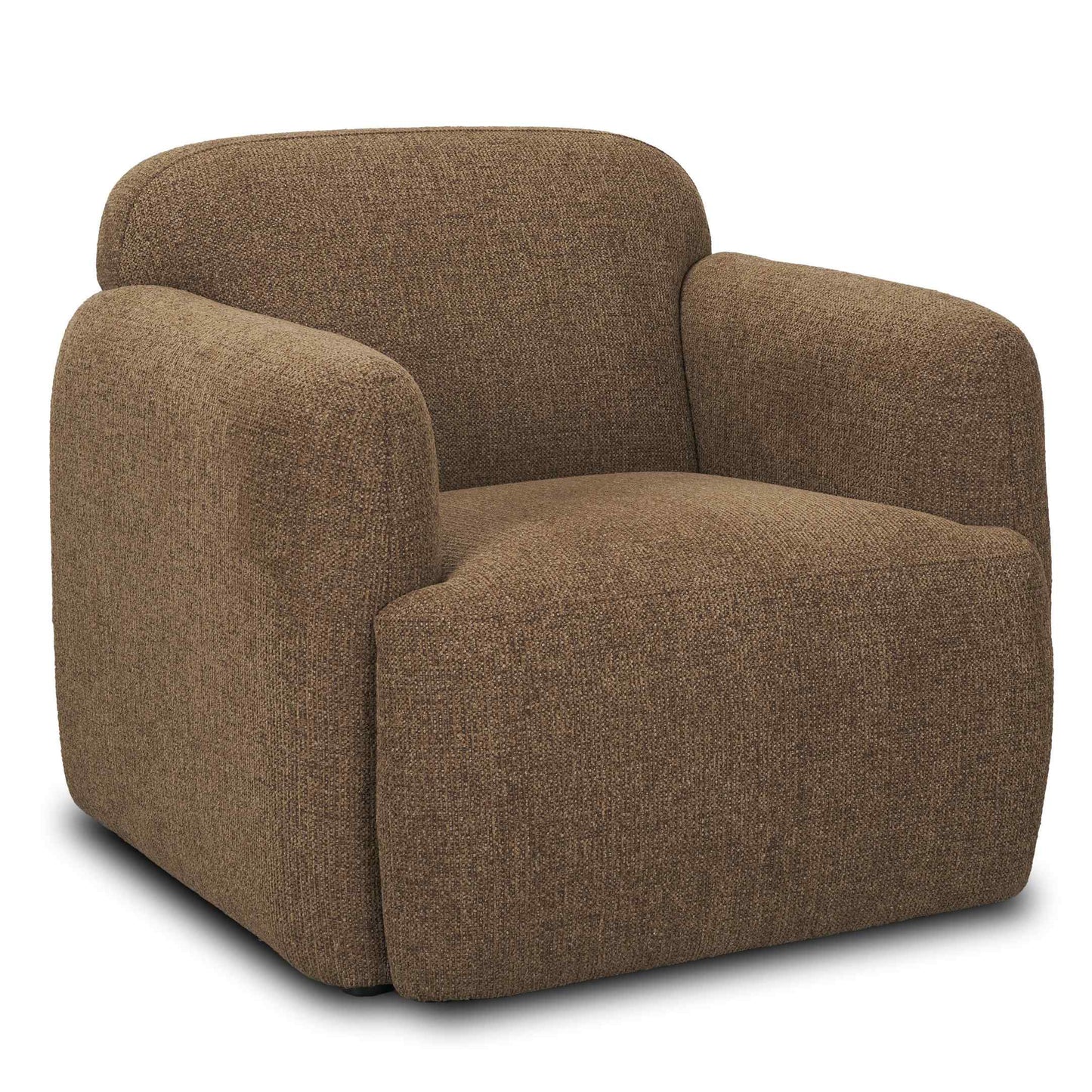 Saga Textured Brown Plush Fabric Club Chair