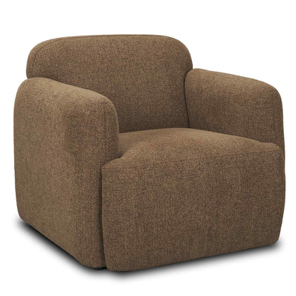 Saga Textured Brown Plush Fabric Club Chair