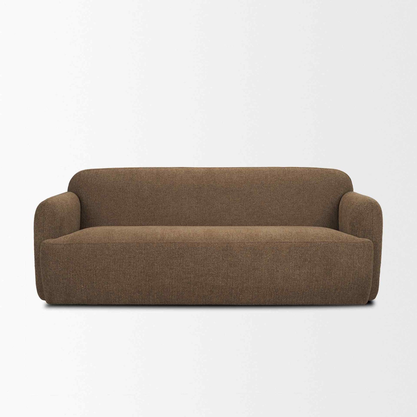 Saga Textured Brown Plush Fabric Three Seater Sofa