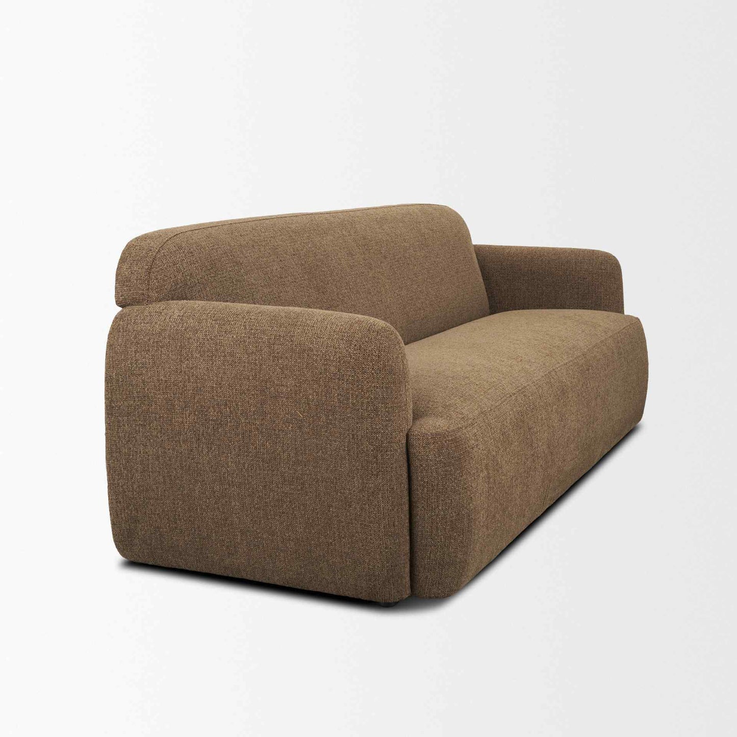 Saga Textured Brown Plush Fabric Three Seater Sofa